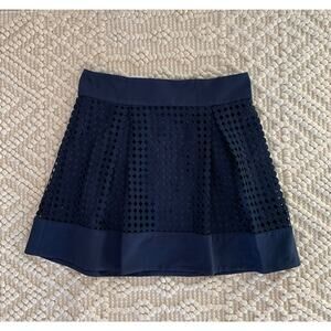Sail to Sable Navy Blue Laser Cut Mini Skirt Pleat Size